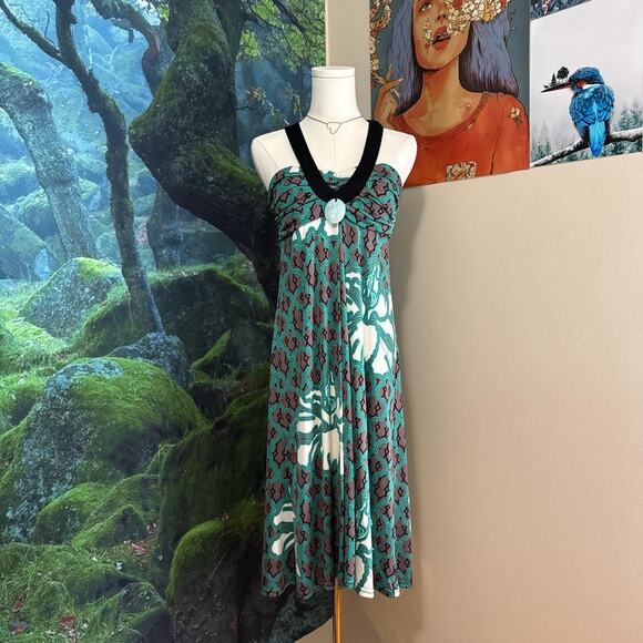 prairie new york 100% silk mod halter dress made in nyc size L - Picture 1 of 6